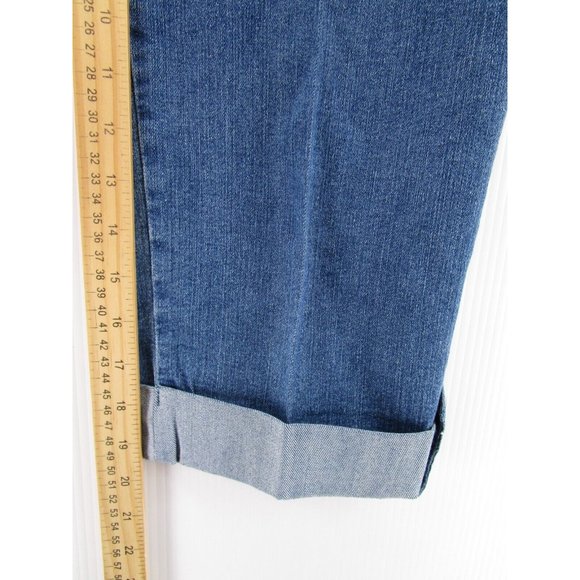 NYDJ Jeans 8 10 Crop Denim Cuffed Hem Slimming Medium Wash USA 30X20 - Picture 6 of 10